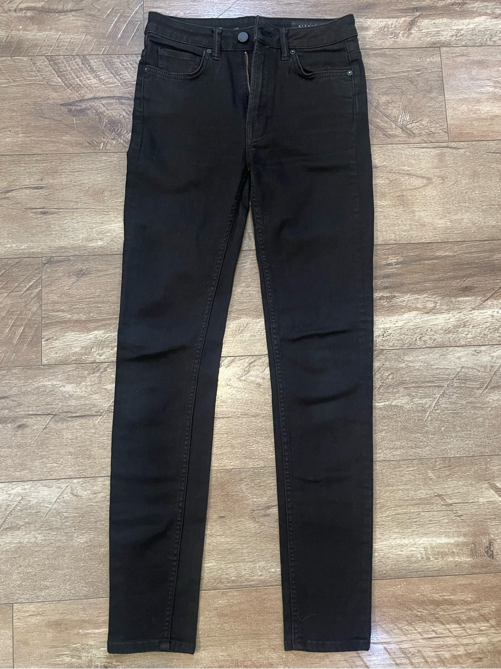 AllSaints Stilt Skinny Jeans W27 Black High Rise Stretch Denim